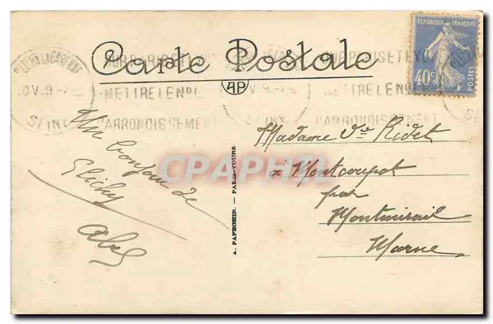 Paris — A Conciergerie — A.F. 226 - Verso
