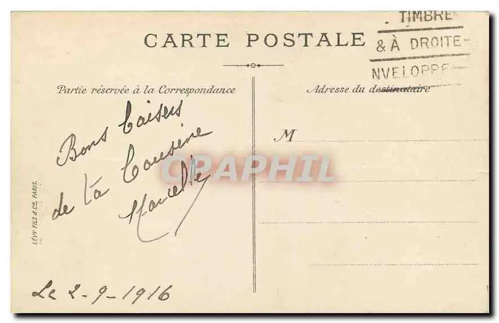 Paris — Le Lac du Bois de Boulogne — Lévy Frères & Cie, Paris - Verso