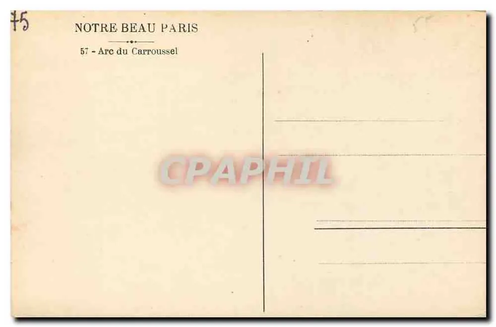 Arco do Carrousel — Paris — editor Notre Beau Paris, n°57 - Verso