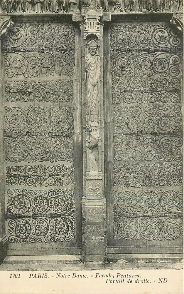 Paris - Notre-Dame - Façade, Pentures. Portail de droite - ND - Recto