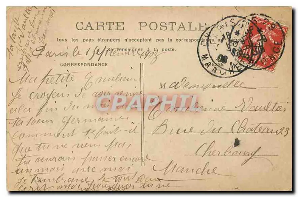 A Grande Poste e o Telefone — Paris — editor não identificado, número de série não visível - Verso