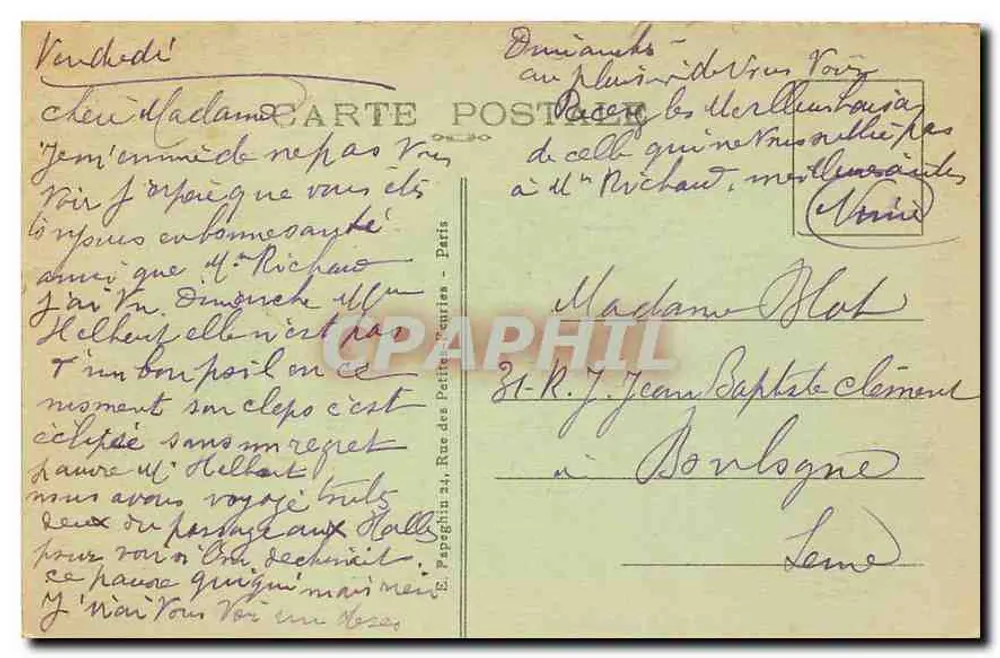 Paris — Place Vendôme et la Colonne Vendôme — A.P. n°132 - Verso