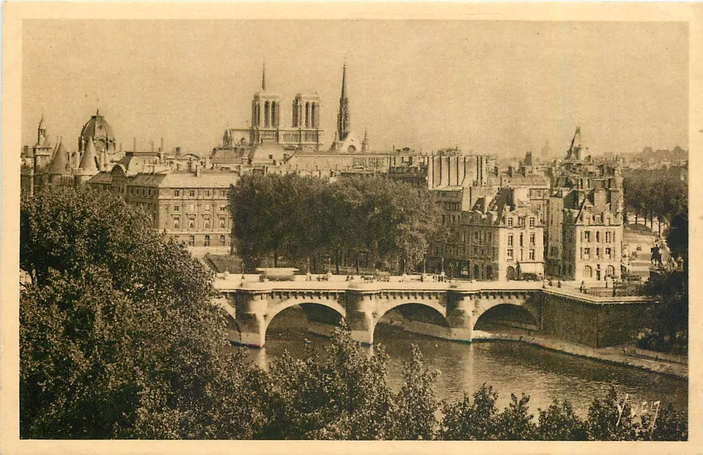 Vista de Paris — Notre-Dame e o Pont du Change — Éditions d'Alphonse Yvonne, Paris - Frente