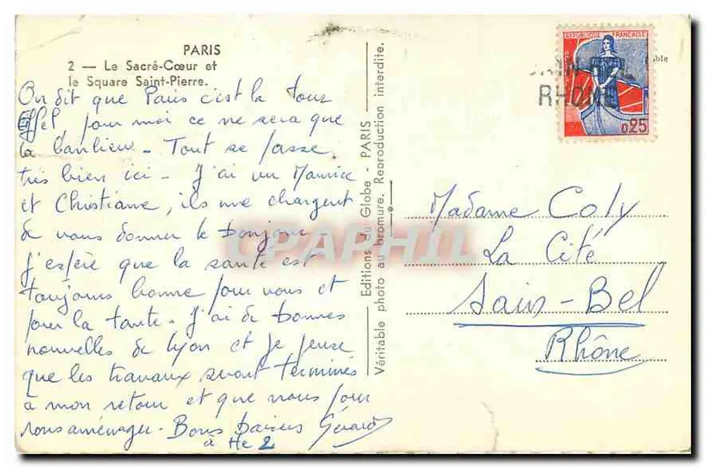 Le Sacré-Cœur à Paris — vue panoramique — Éditions du Globe, n°2 - Verso