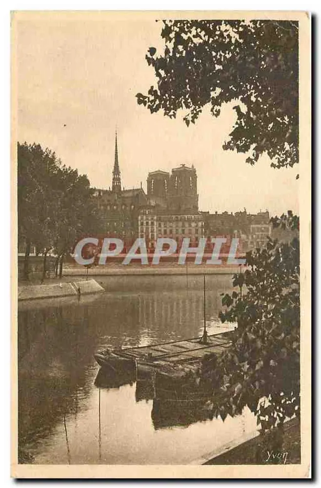 Paris — Île Saint-Louis — Widok katedry Notre-Dame z Seiny — Wydawnictwo Art YVON, Neully-sur-Marne - Awers
