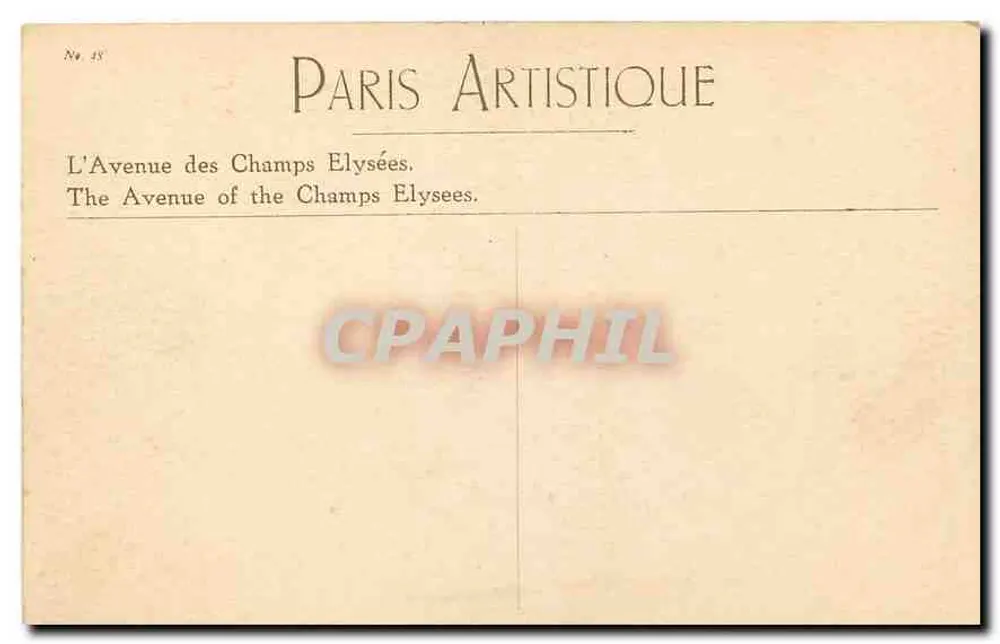 A Avenida dos Campos Elísios — Paris — editor Paris Artistique, n° 48 - Verso
