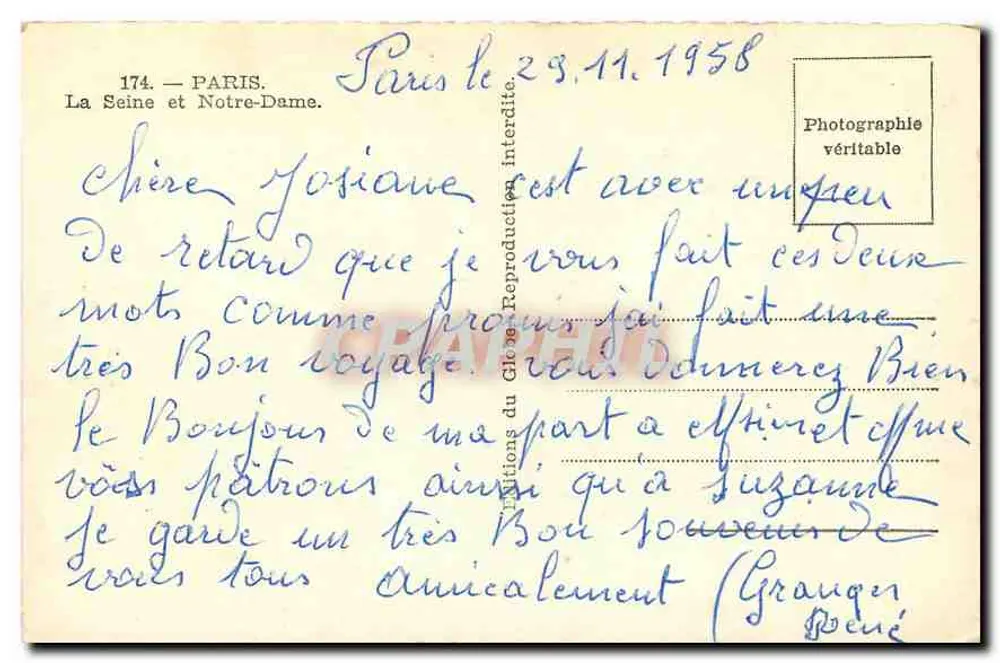 Paris — A Seine e a Catedral de Notre-Dame — Fotografia verdadeira - Verso