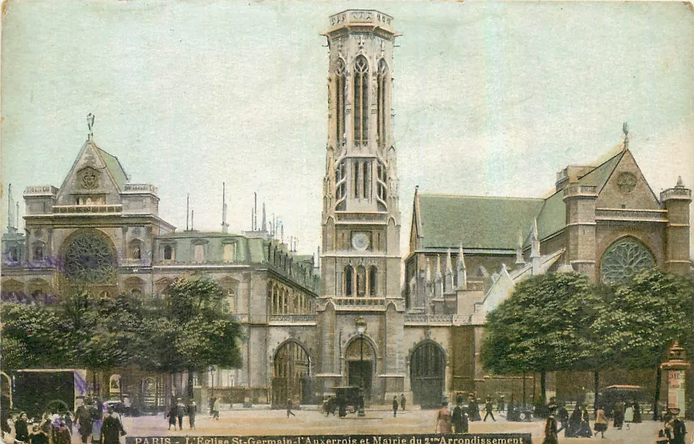 Paris - A Igreja de Saint-Germain-l'Auxerrois e Prefeitura do 2º Arrondissement - Frente