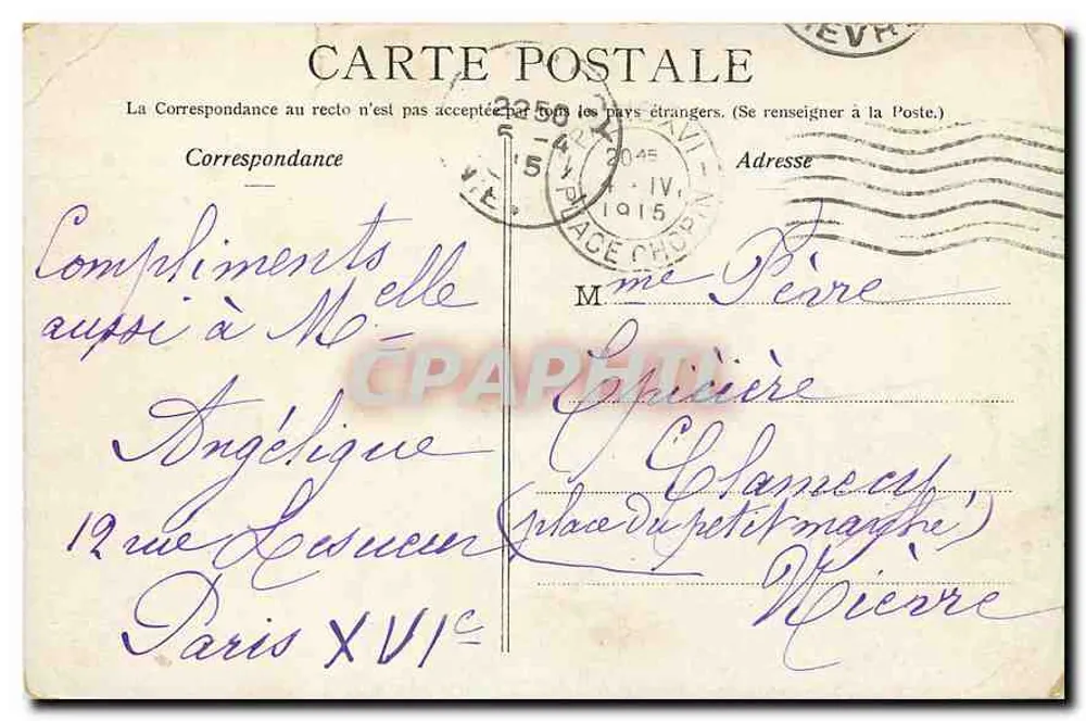 Paris. A Rue Royale — Edição E — selo 5c República Francesa - Verso