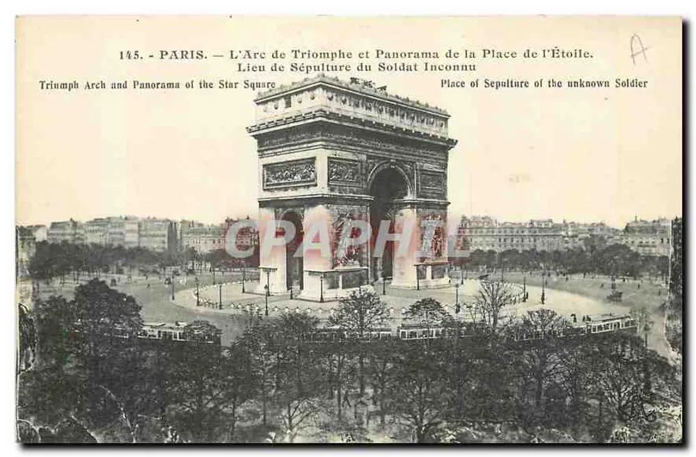 Paris — L'Arc de Triomphe et Panorama de la Place de l'Étoile — Phototype / Abolie / Paris - Recto
