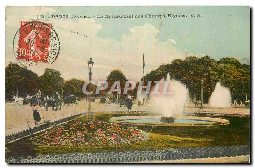 Paris (8e arr.) — O Rond-Point dos Campos Elísios — C. M. - Frente