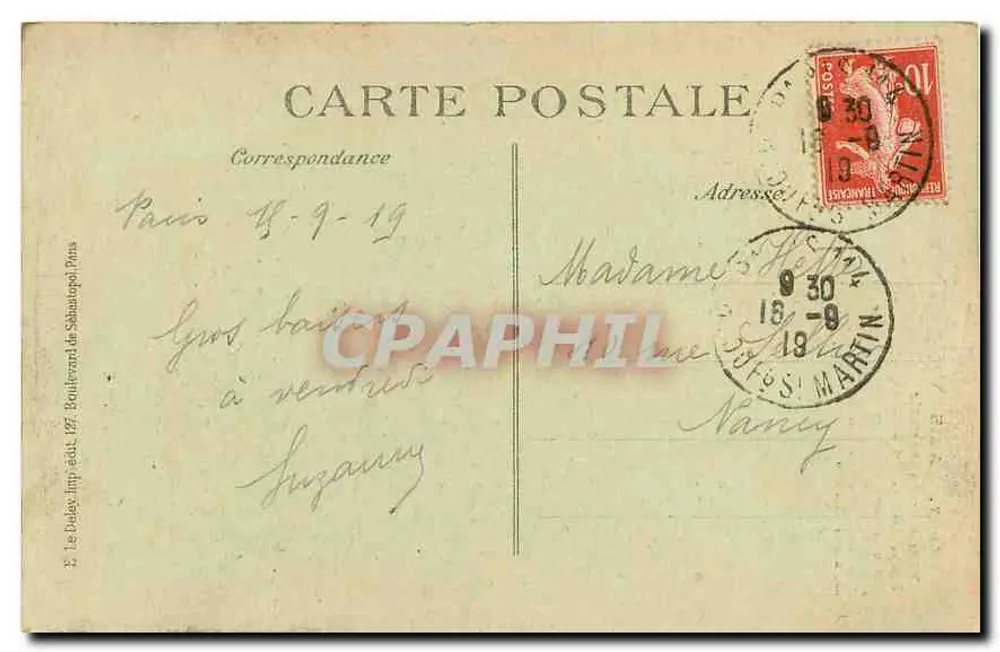 Paris - Place de la Bastille - La Colonne de Juillet — éditeur Phaepers-Bastille, n° 4092 - Verso