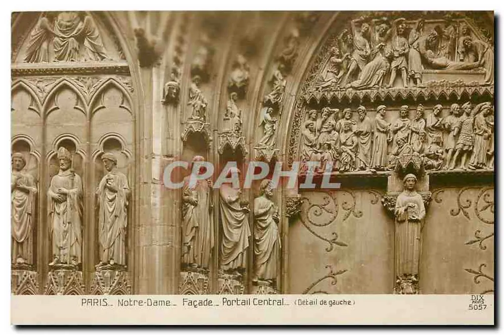 PARIS. Notre-Dame. Fachada. Portal Central. (Detalhe da esquerda) - Frente