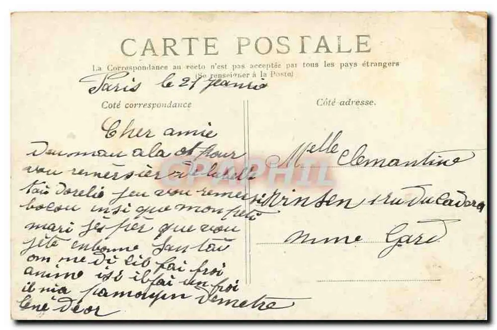 Paris — A Conciergerie — editor não identificado, número de série não visível - Verso
