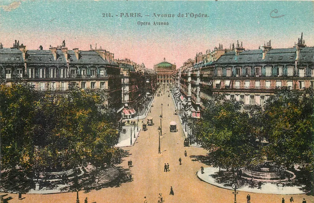 Paris — Avenida da Ópera — Editor Phototypie Auteuil, n° 214 - Frente