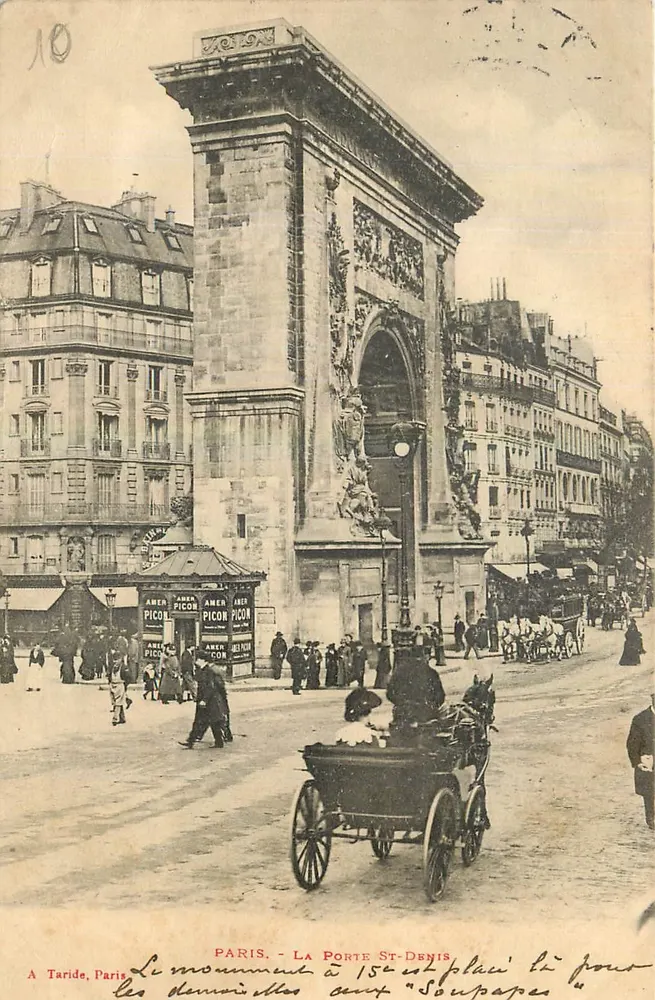 Paris - La Porte Saint-Denis — monument à 15c placé là pour les dames des cinq "Souppapes" — éditeur A. Taride, Paris - Frente