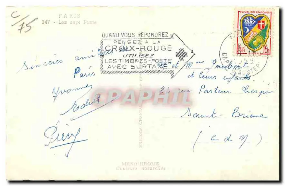 Vue aérienne de Paris — Seine, ponts et Notre-Dame — éditeur IRIS - Verso