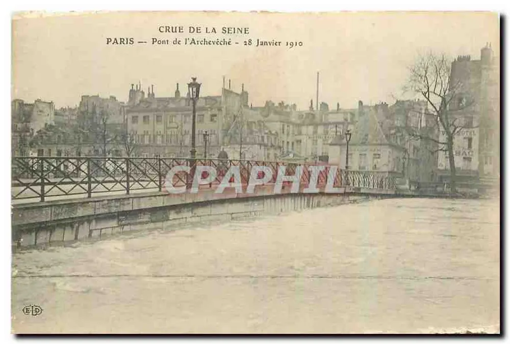 Crue de la Seine — Pont de l'Archevêché — Éditeur ELD - Recto