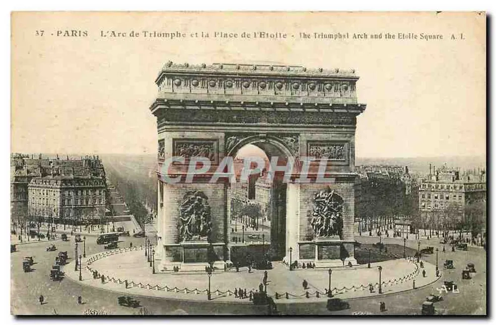 Paris - L'Arc de Triomphe et la Place de l'Étoile - A. L. n° 37 - Recto