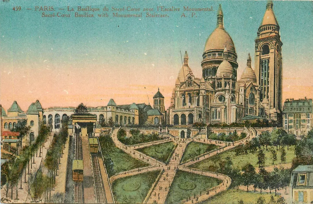PARIS — Die Basilika des Heiligen Herzens mit der monumentalen Treppe — A.P. n°459 - Vorderseite