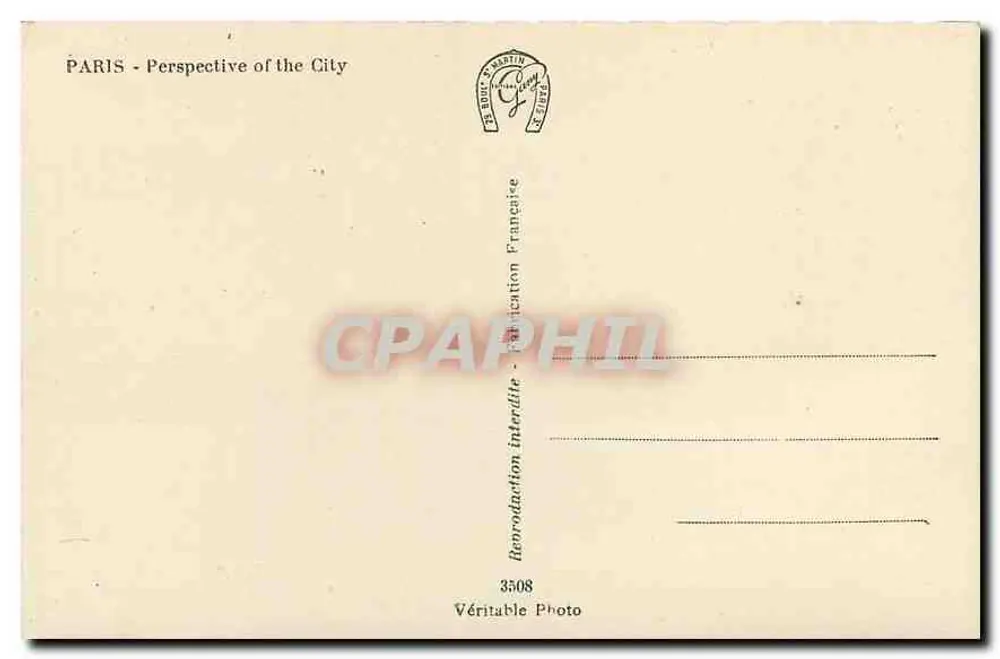 Paris - Perspectiva sobre a Cidade — vista da Sena com a Catedral de Notre-Dame e pontes — G.P. (editor) - Verso