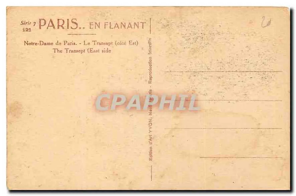 Notre-Dame de Paris — Der Transept (östlicher Teil) — Kunstausgabe YVON - Rückseite