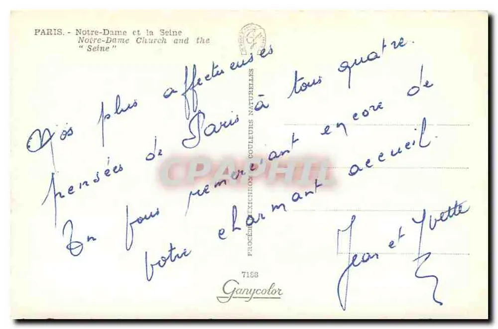 Nossa Senhora de Paris — a Sena — Ganycolor 7158 - Verso