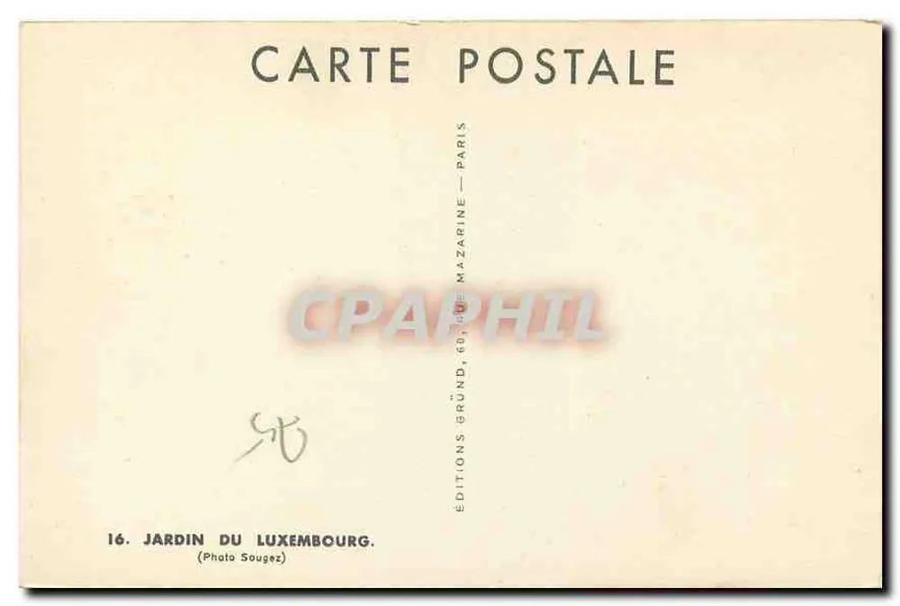 Jardim do Luxembourg — vista de um balcão — Éditions Mazarine, Paris - Verso
