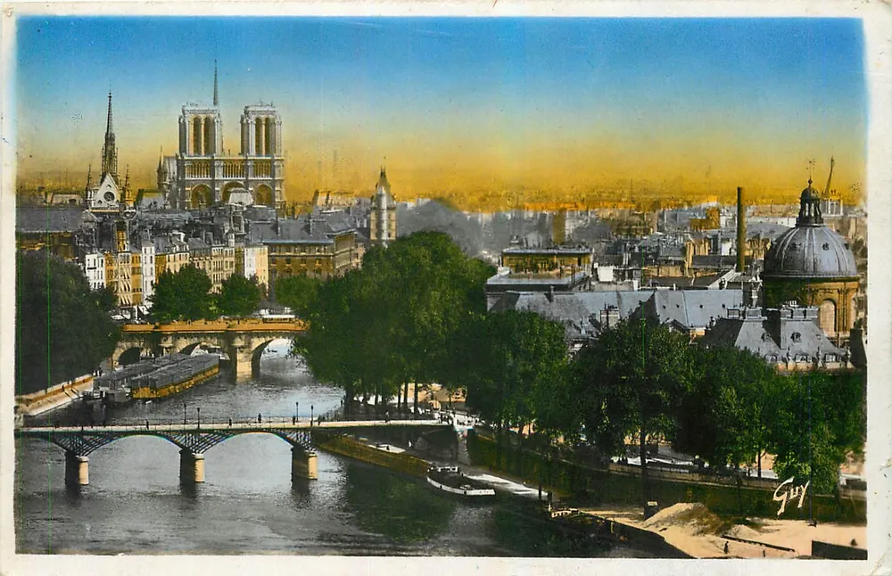 Paris et ses merveilles — Perspective sur l'île de la Cité — Éditeur Guy - Recto