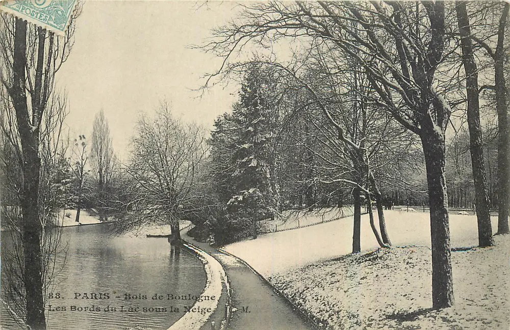 PARIS - Bois de Boulogne - Ufer des Sees unter Schnee — M. - Vorderseite