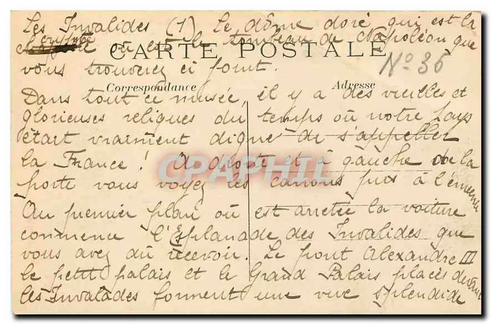 Paris 7e arrt — Les Invalides — Vue Générale — C. M. — n° 262 - Verso