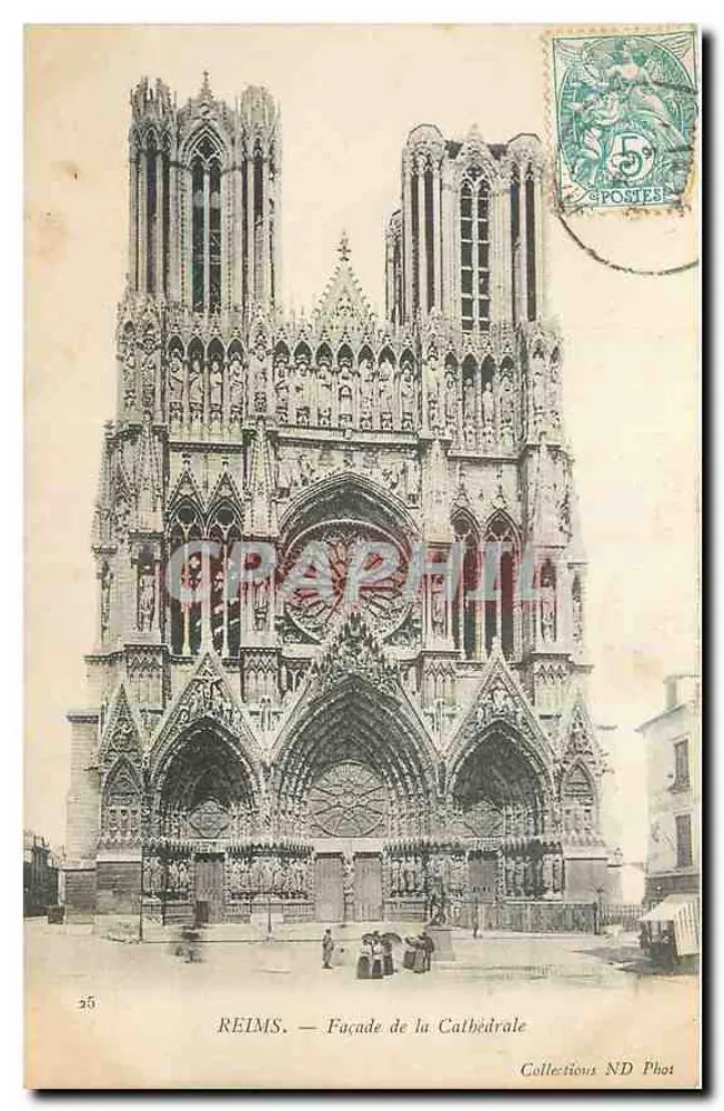 Reims — Facha da Catedral — Coleções ND Phot - Frente