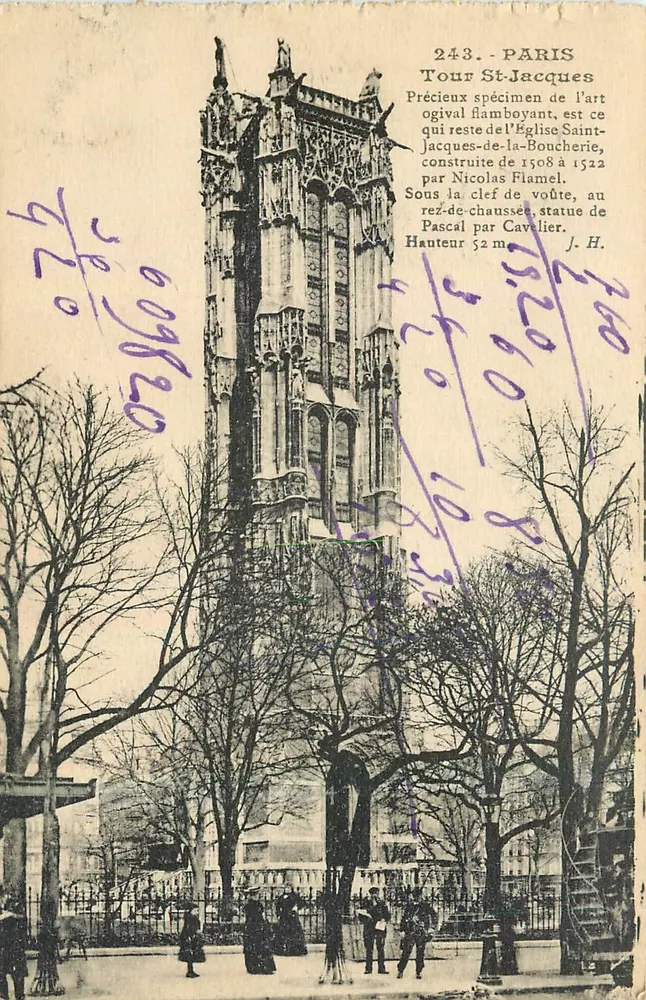 Torre Saint-Jacques — Paris — Editor J. Hauser, n° 243 - Frente