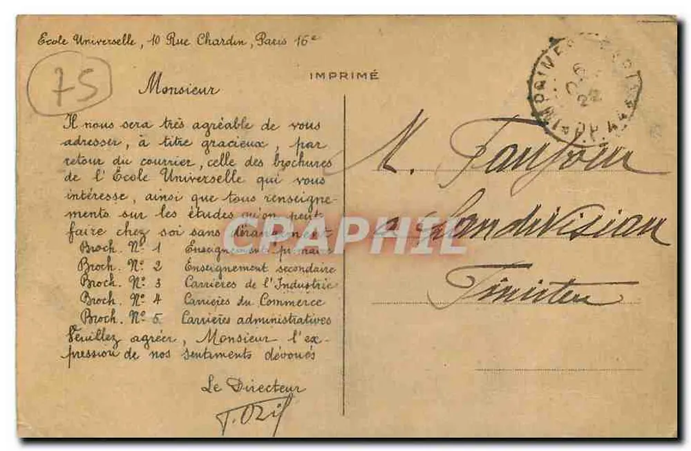 Universelle Schule — Paris, 16. — Gedruckt von der Universellen Schule - Rückseite