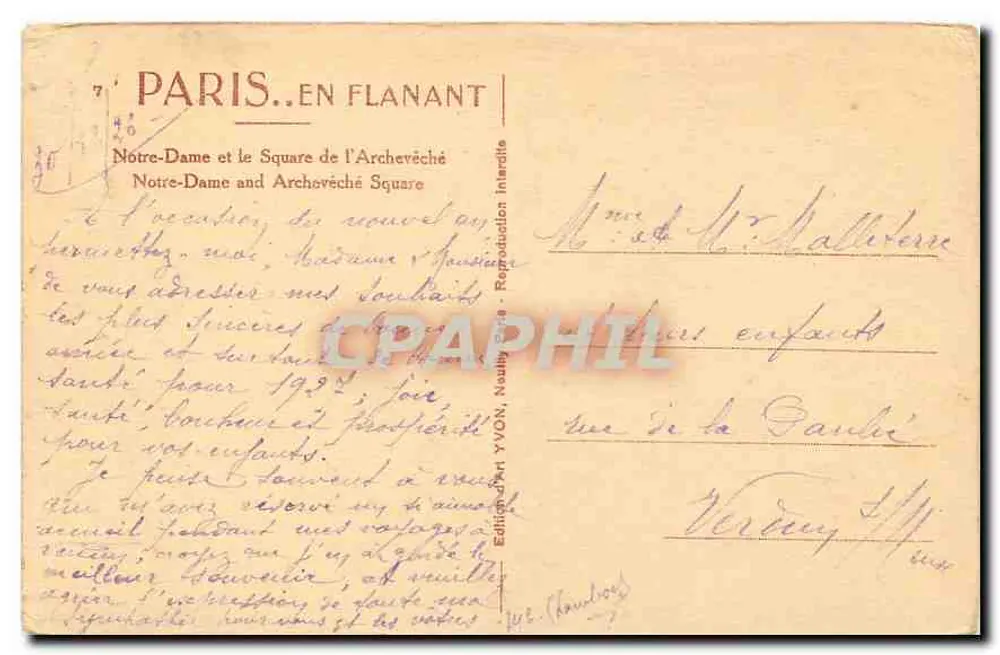 Notre-Dame de Paris — vista da Seine — editor YVON, n°7 - Verso
