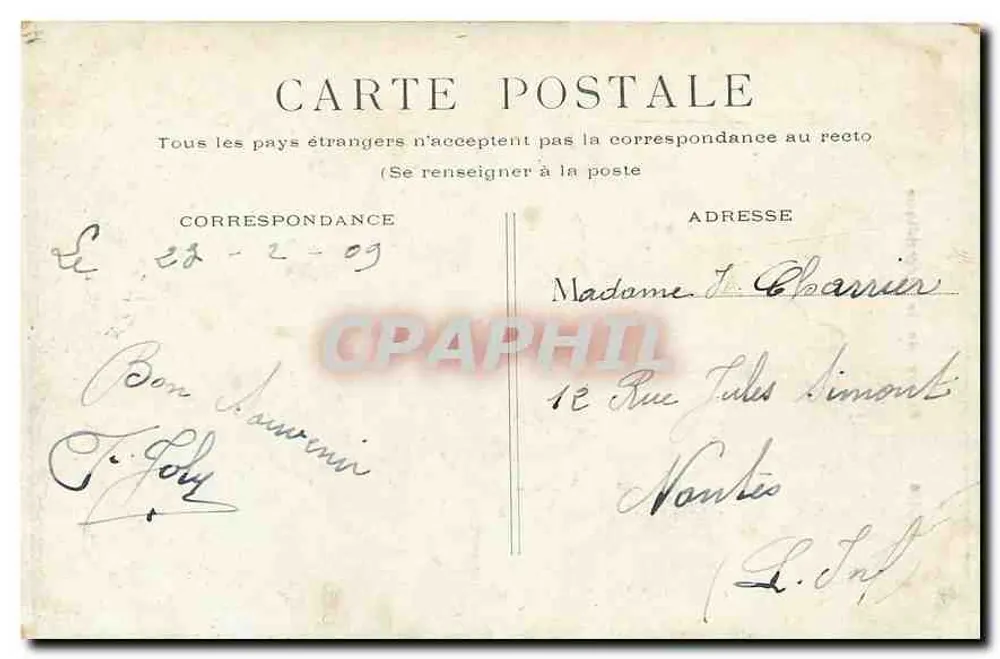 Paris - Estátua da República — T. Loly, editor - Verso