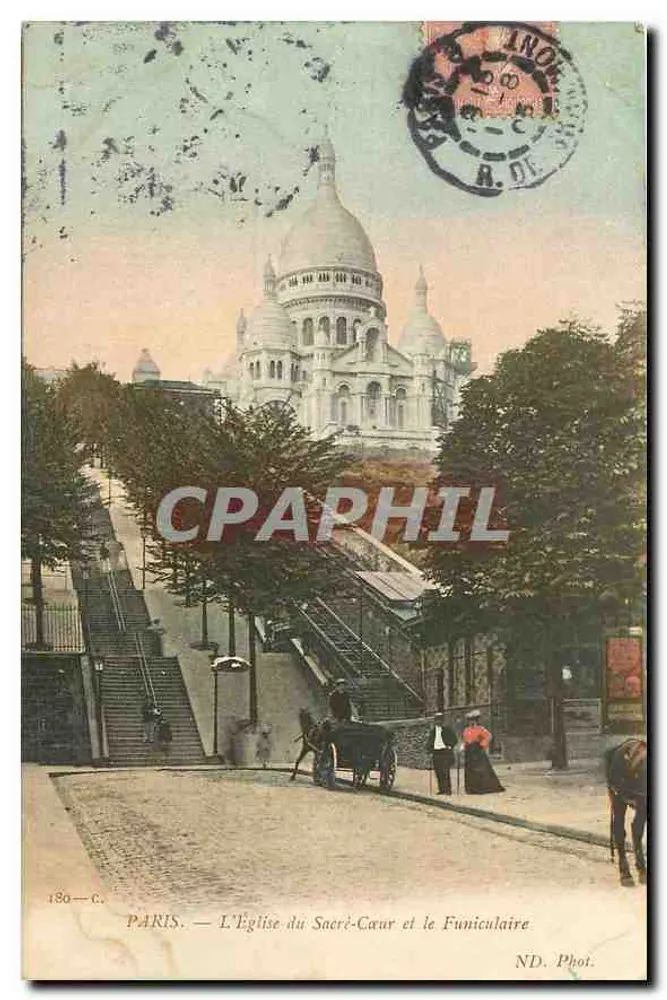 PARIS. — L'Église du Sacré-Cœur et le Funiculaire — ND. Phot. - Recto