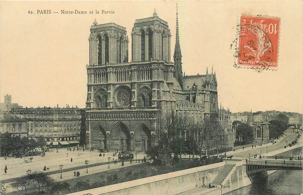 PARIS — Notre-Dame e o Parvis — F. Marchase, Paris, n°62 - Frente