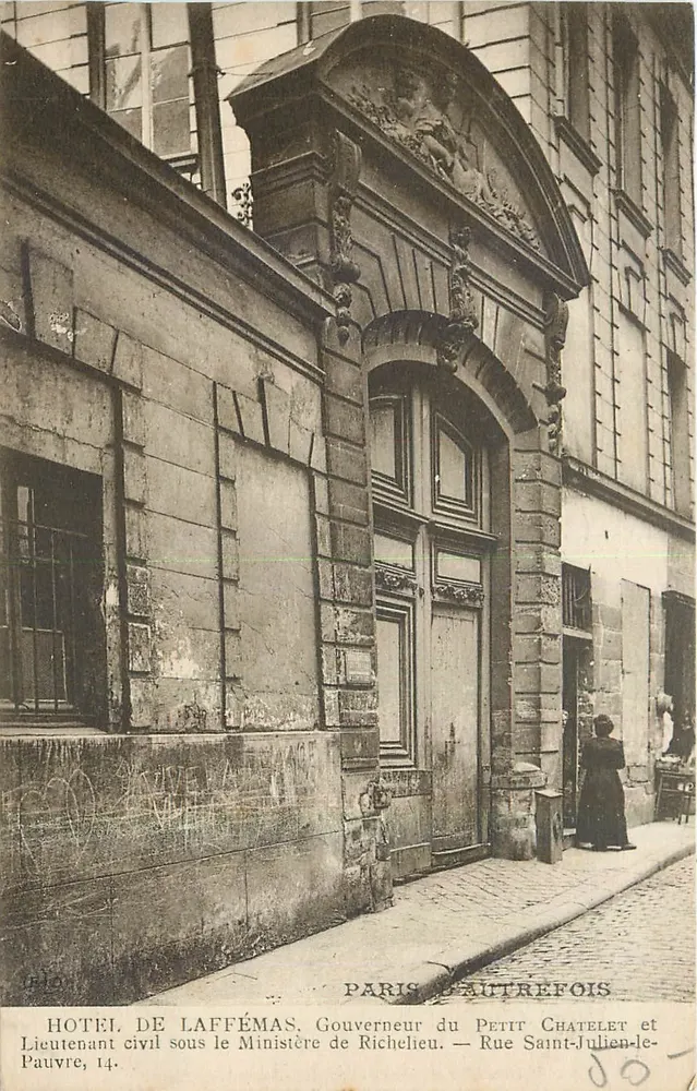 Hôtel de Laffémias — Gouverneur des Petit Châtelet und Zivil-Lieutenant unter dem Ministerium Richelieu — Rue Saint-Julien-le-Pauvre, Paris - Vorderseite
