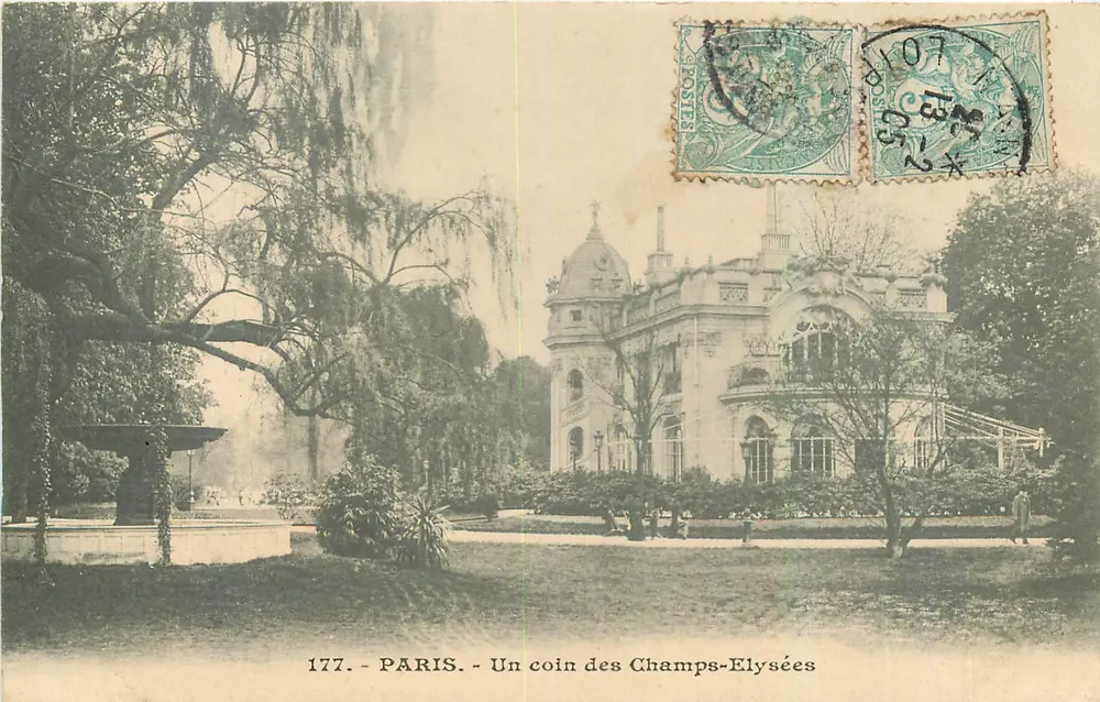Paris - Um canto dos Champs-Élysées — editor anônimo, n° 177 - Frente