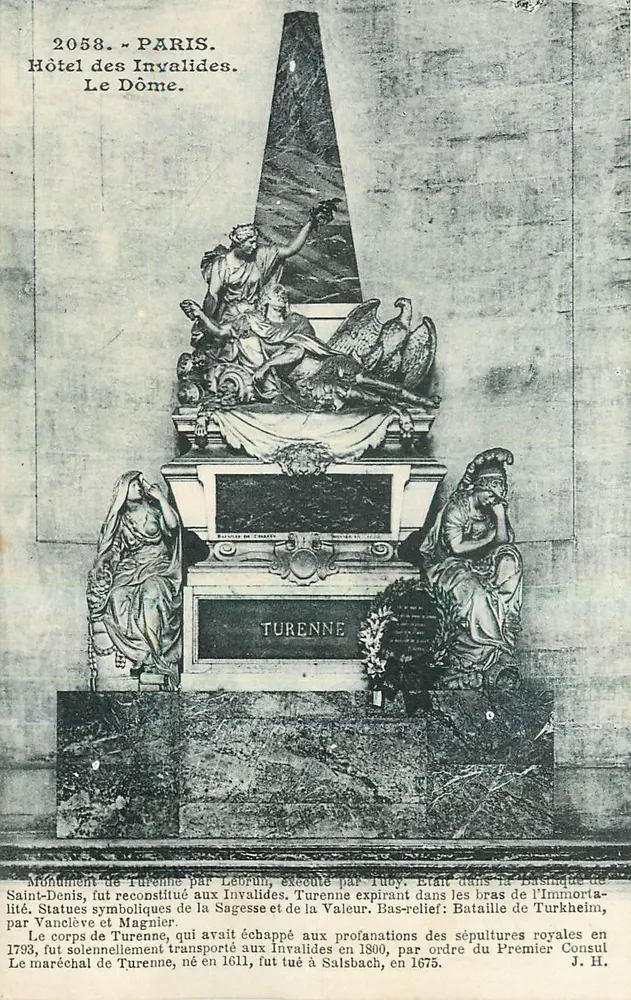 Hôtel des Invalides — O Dôme — Monumento de Turenne — Editor L. Bonsson, Paris - Frente