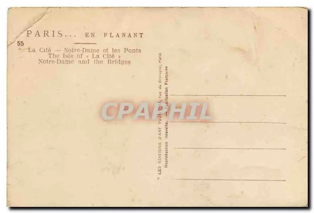 Paris — La Cité — Notre-Dame et les Ponts — Yvon - Verso