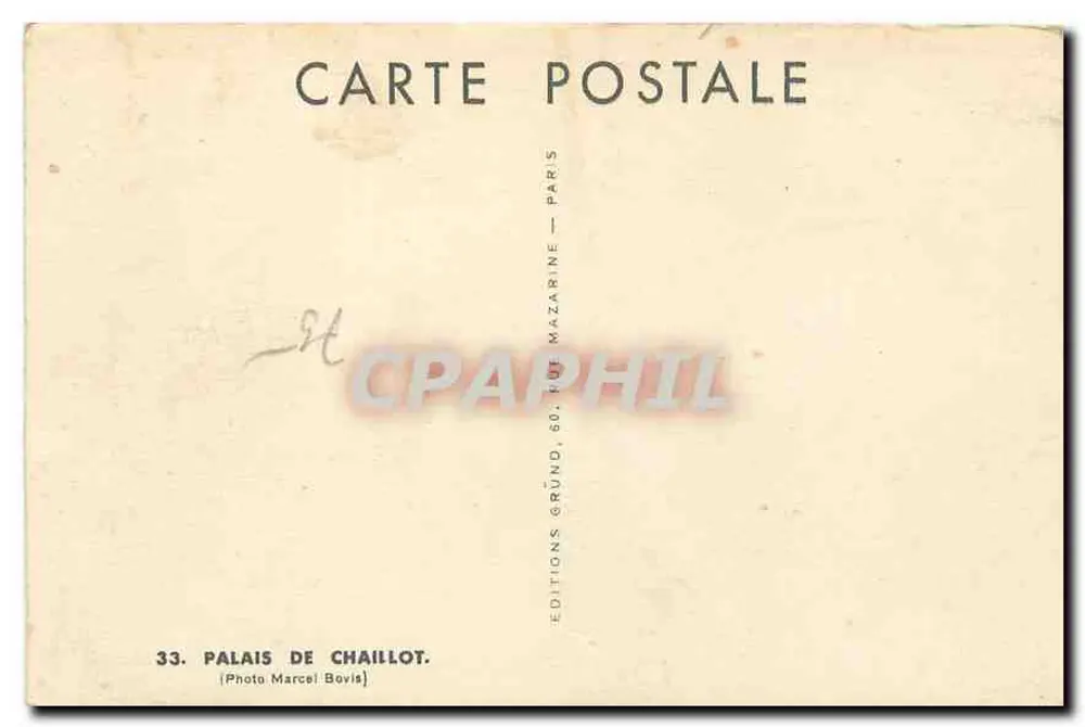 Palácio de Chaillot — Paris — Edições Mazarine - Verso