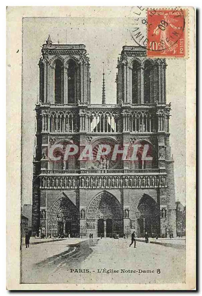 Parijs - De Kerk van Notre-Dame — onbekende uitgever, nr. 8 - Voorkant