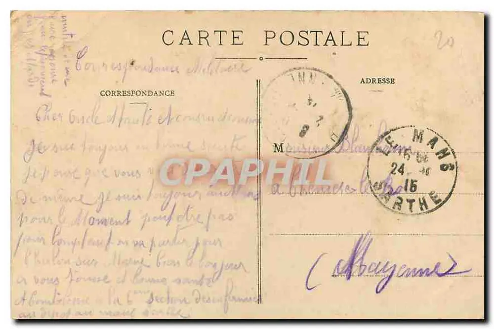 Le Mans - Estátua do Geral Chanzy — Imp.-foto J. Bouveret, Le Mans-Châteaudun - Verso