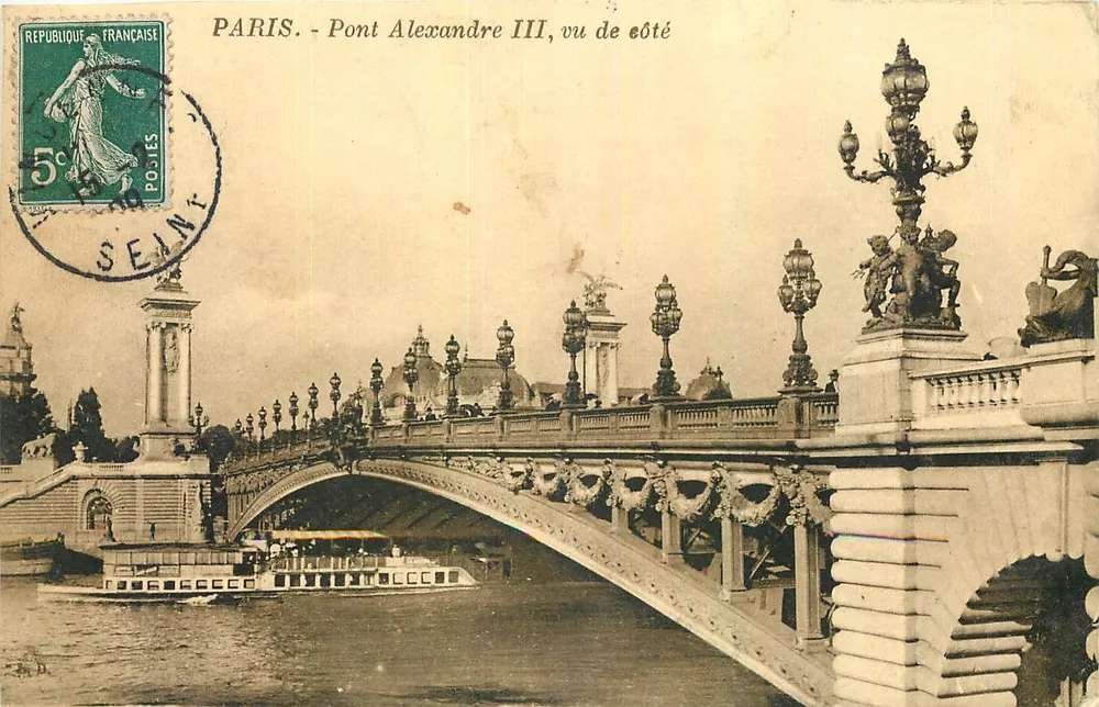 Paris - Ponte Alexandre III, visto de lado — editor desconhecido, número de série não visível - Frente