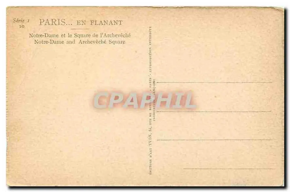 Notre-Dame de Paris — vista da Seine — editor Yvon, série 10 - Verso