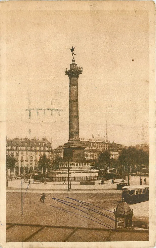 Place de la Bastille — Colonne de la Bastille — éditeur FUMAGALLI - Frente