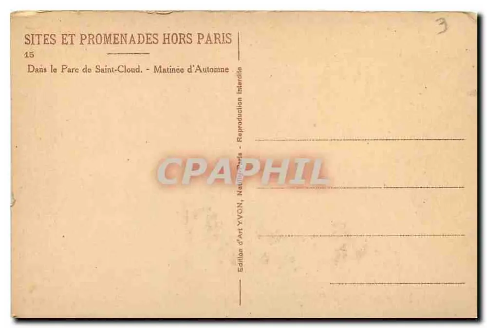 Parque de Saint-Cloud — Manhã de Outono — Edição de Arte YVON - Verso