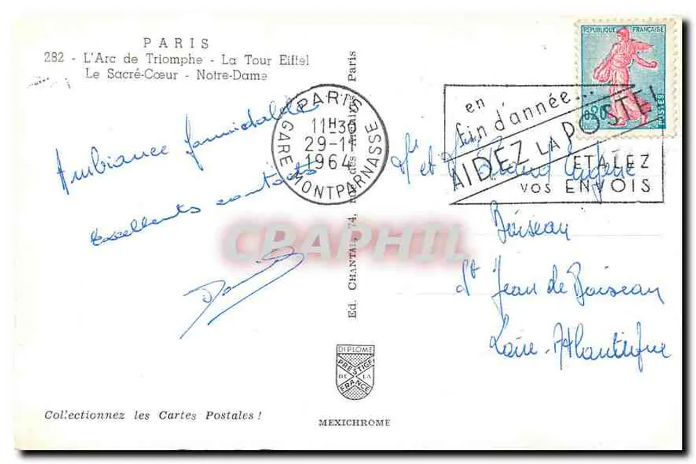 Paris — Arc de Triomphe, Eiffelturm, Sacré-Cœur, Notre-Dame — Mexichrome, Nr. 232 - Rückseite